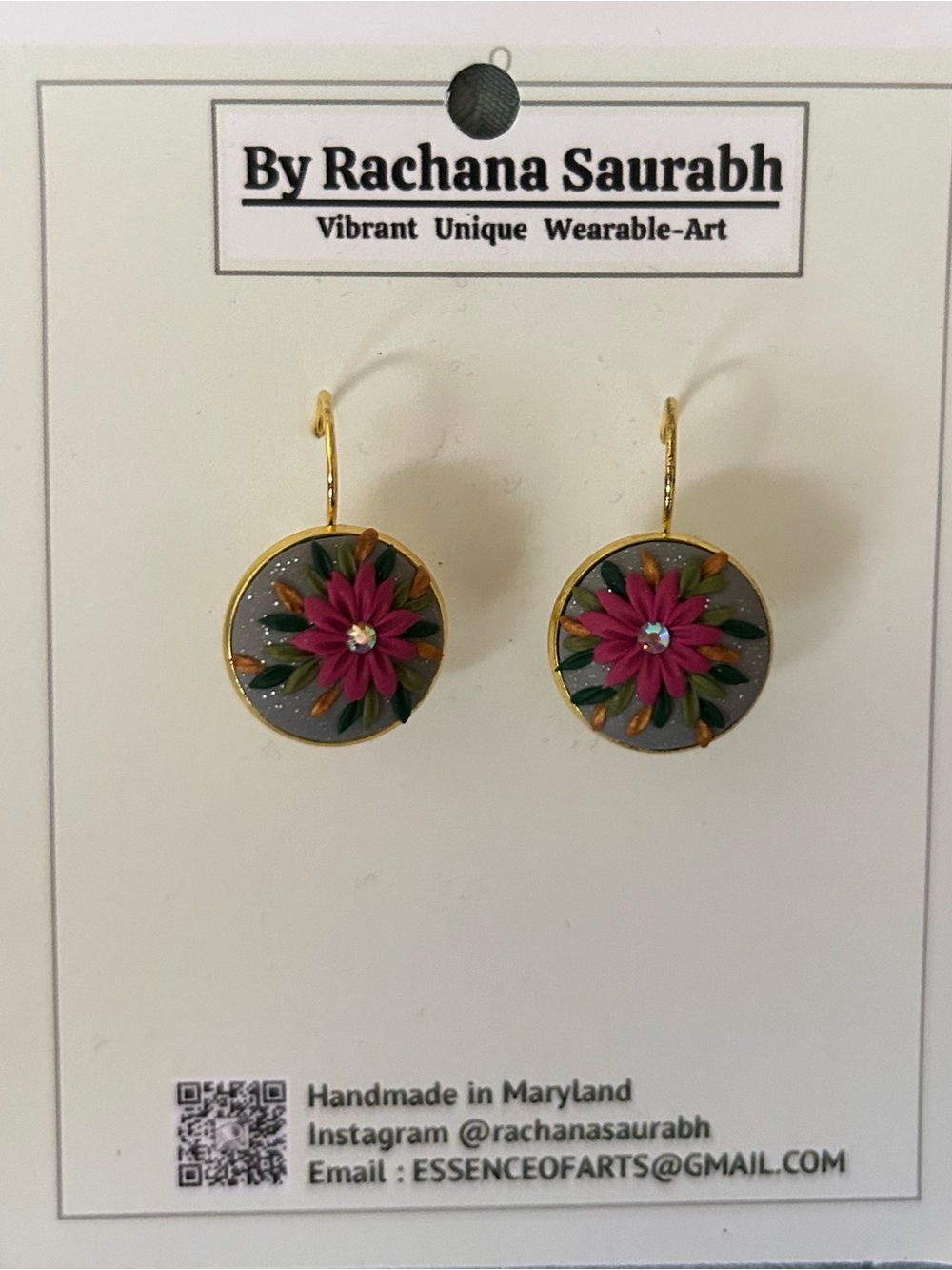 Pink Floral Drop Earrings